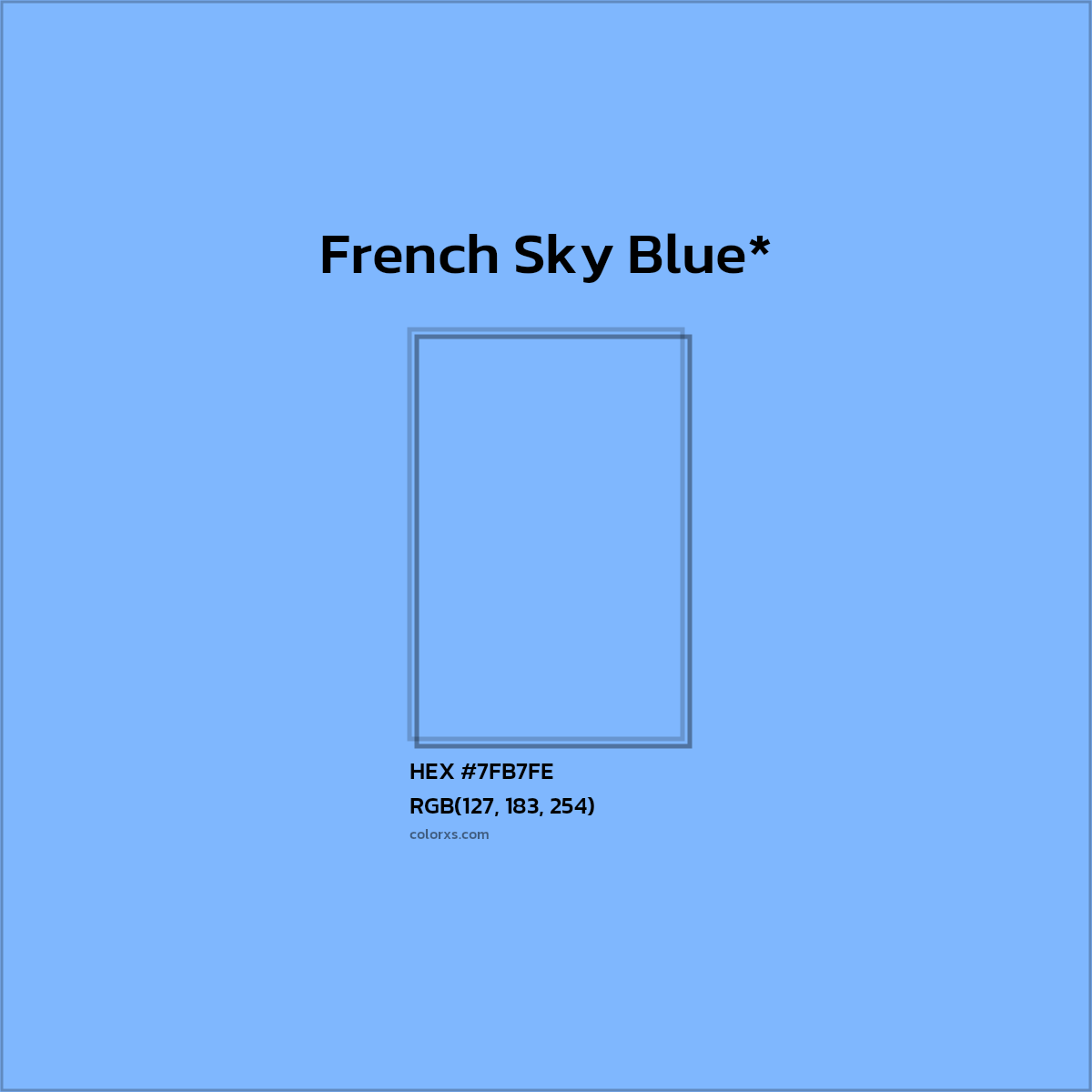 #7FB7FE hex color. RGB, RYB, CMYK, HSL, HSV codes and color conversions. Matching color names, palettes, paints.