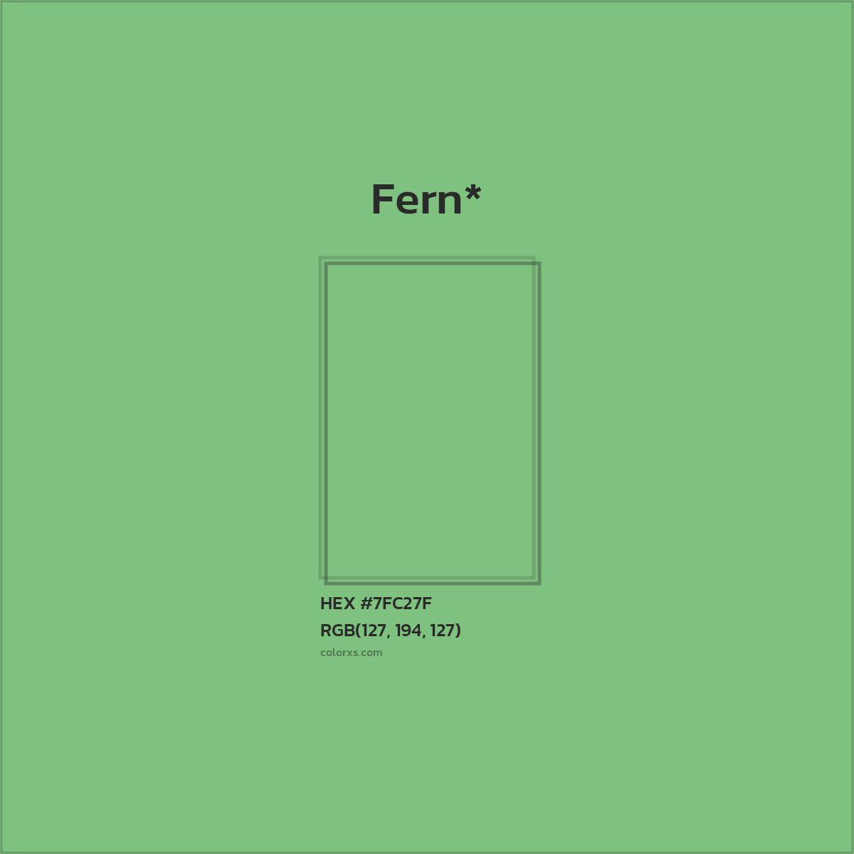 #7FC27F hex color. RGB, RYB, CMYK, HSL, HSV codes and color conversions. Matching color names, palettes, paints.