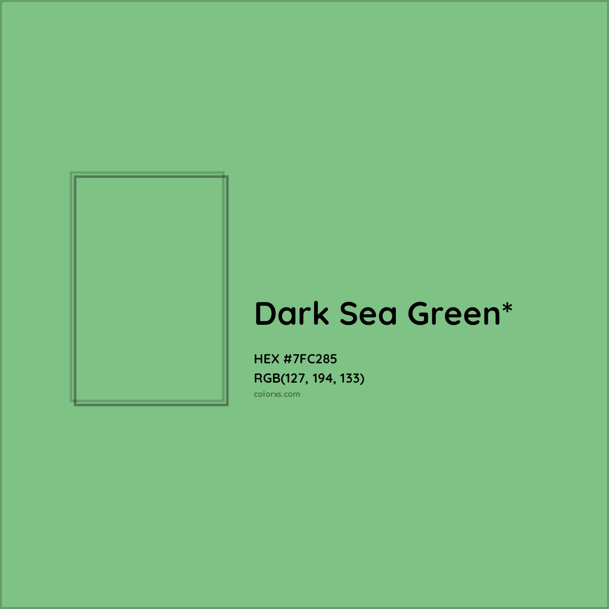 #7FC285 hex color. RGB, RYB, CMYK, HSL, HSV codes and color conversions. Matching color names, palettes, paints.