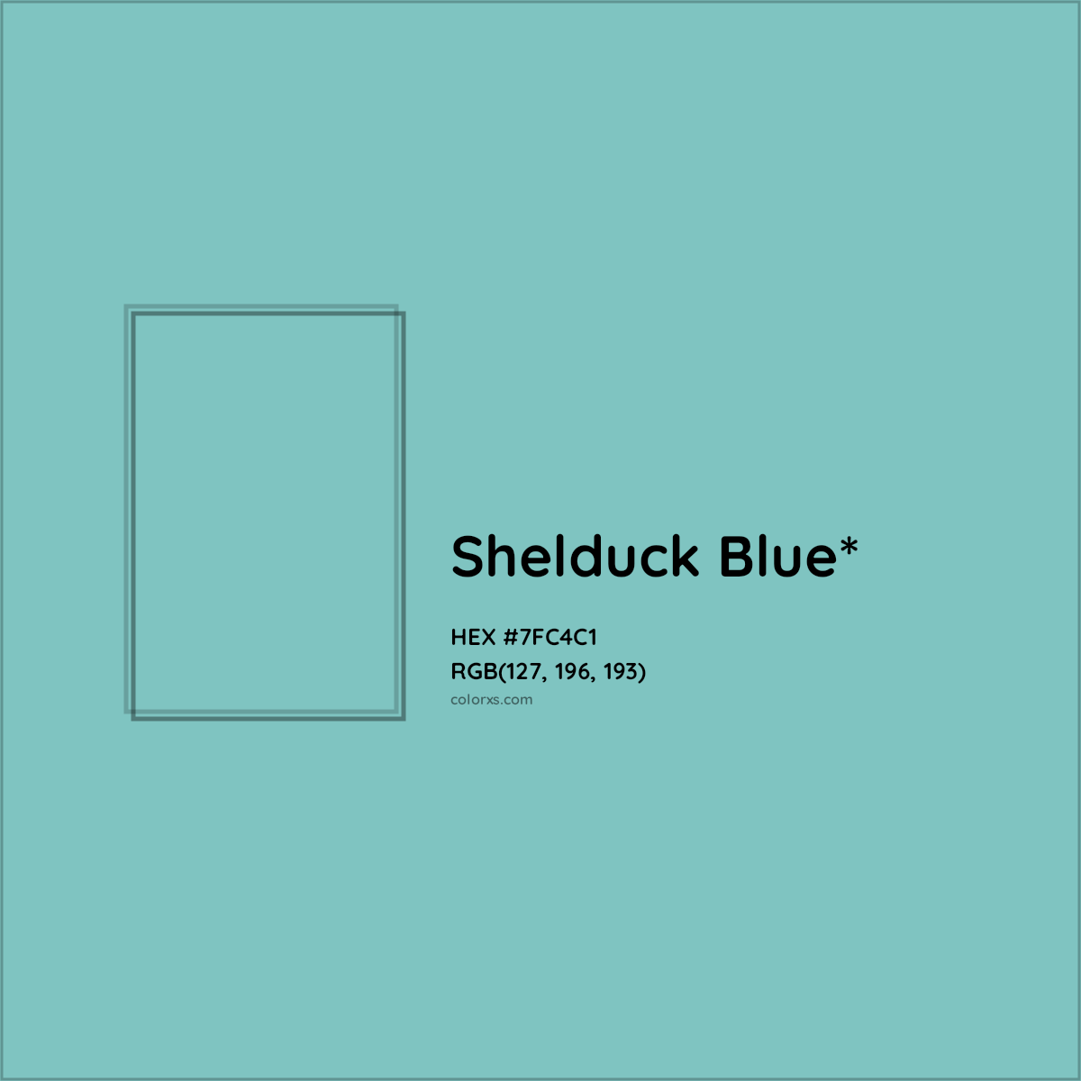 #7FC4C1 hex color. RGB, RYB, CMYK, HSL, HSV codes and color conversions. Matching color names, palettes, paints.