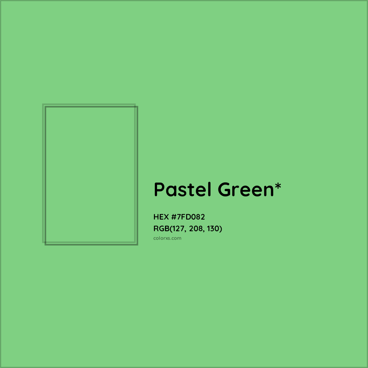 #7FD082 hex color. RGB, RYB, CMYK, HSL, HSV codes and color conversions. Matching color names, palettes, paints.