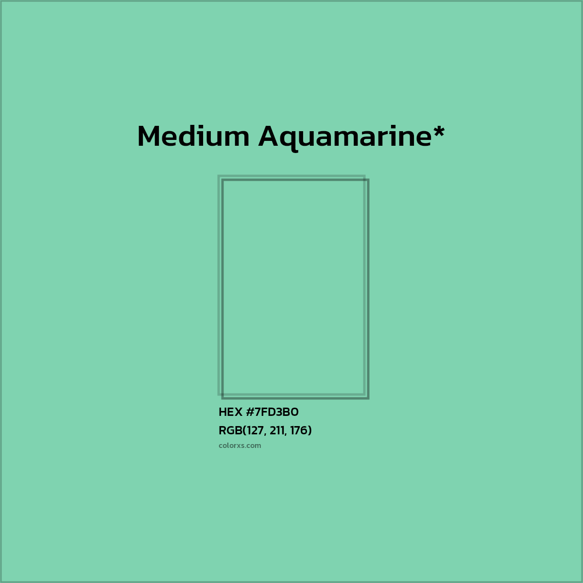 #7FD3B0 hex color. RGB, RYB, CMYK, HSL, HSV codes and color conversions. Matching color names, palettes, paints.