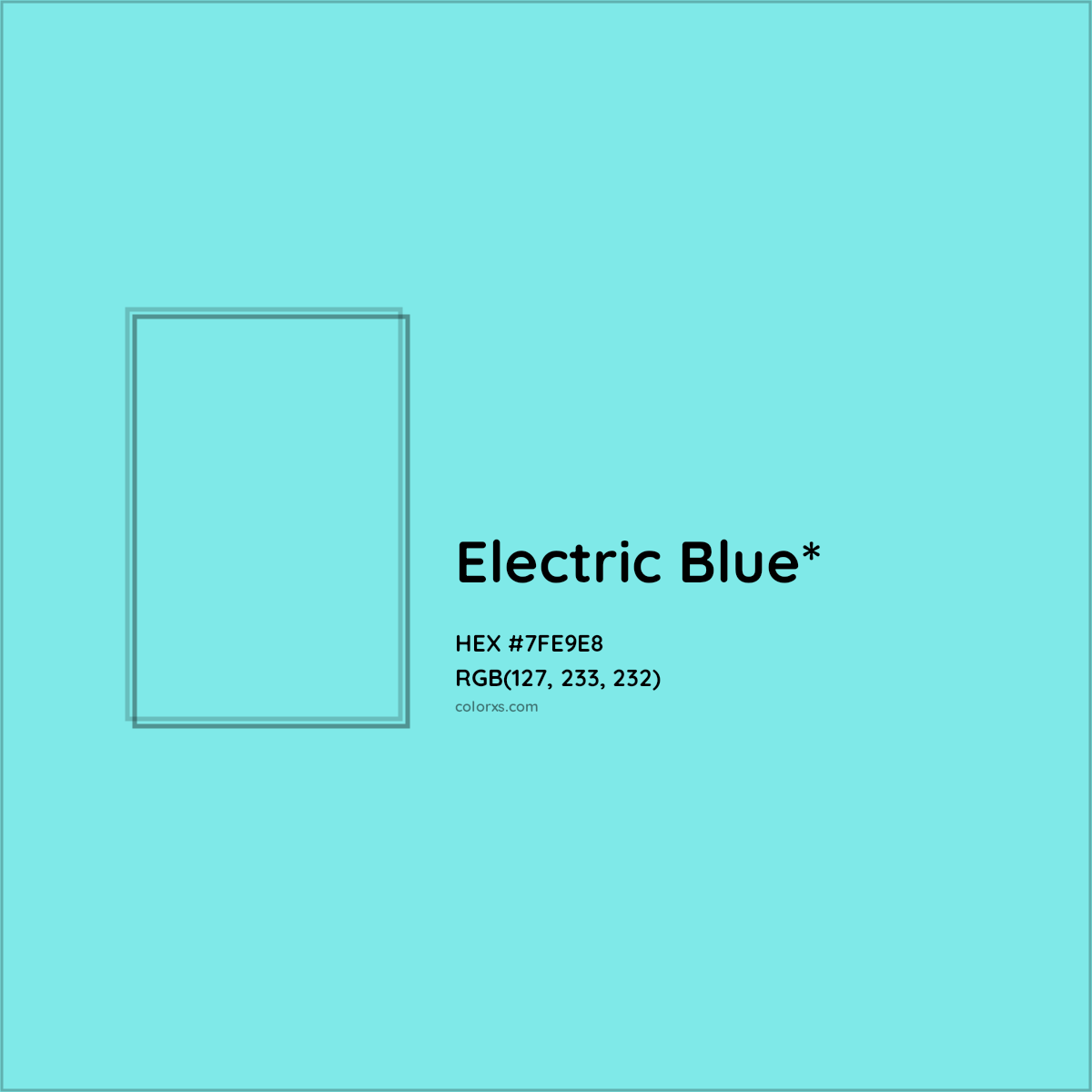 #7FE9E8 hex color. RGB, RYB, CMYK, HSL, HSV codes and color conversions. Matching color names, palettes, paints.