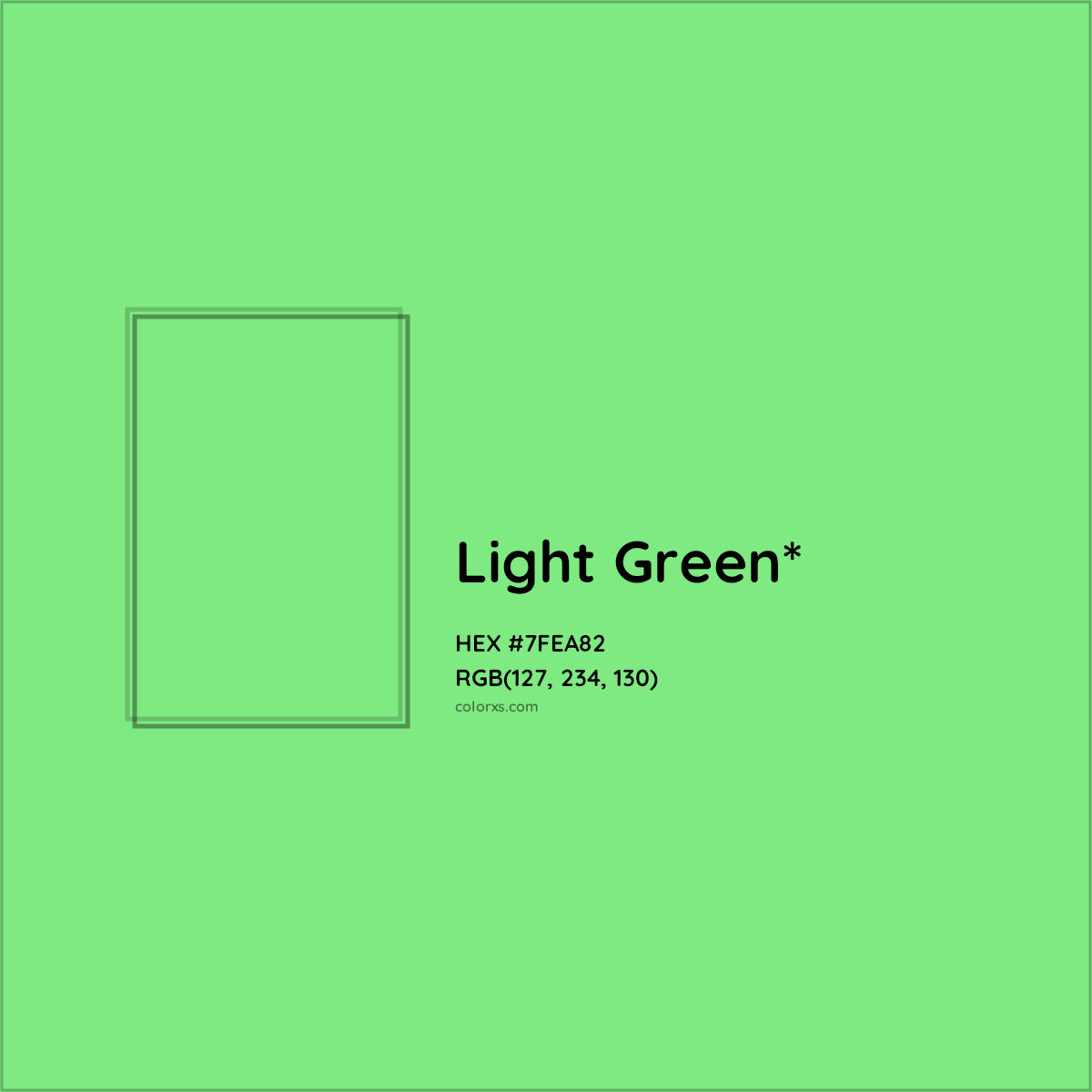 #7FEA82 hex color. RGB, RYB, CMYK, HSL, HSV codes and color conversions. Matching color names, palettes, paints.