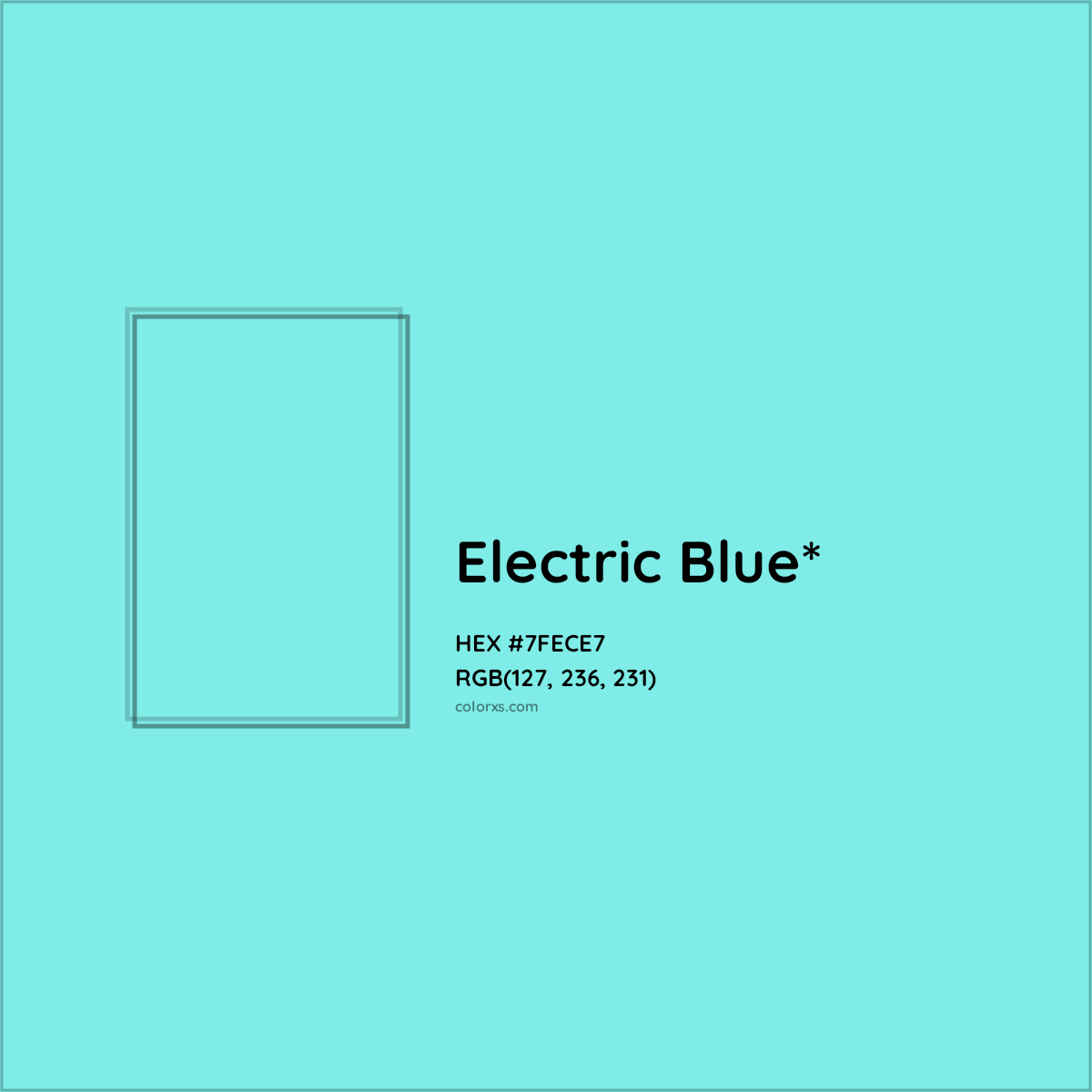 #7FECE7 hex color. RGB, RYB, CMYK, HSL, HSV codes and color conversions. Matching color names, palettes, paints.