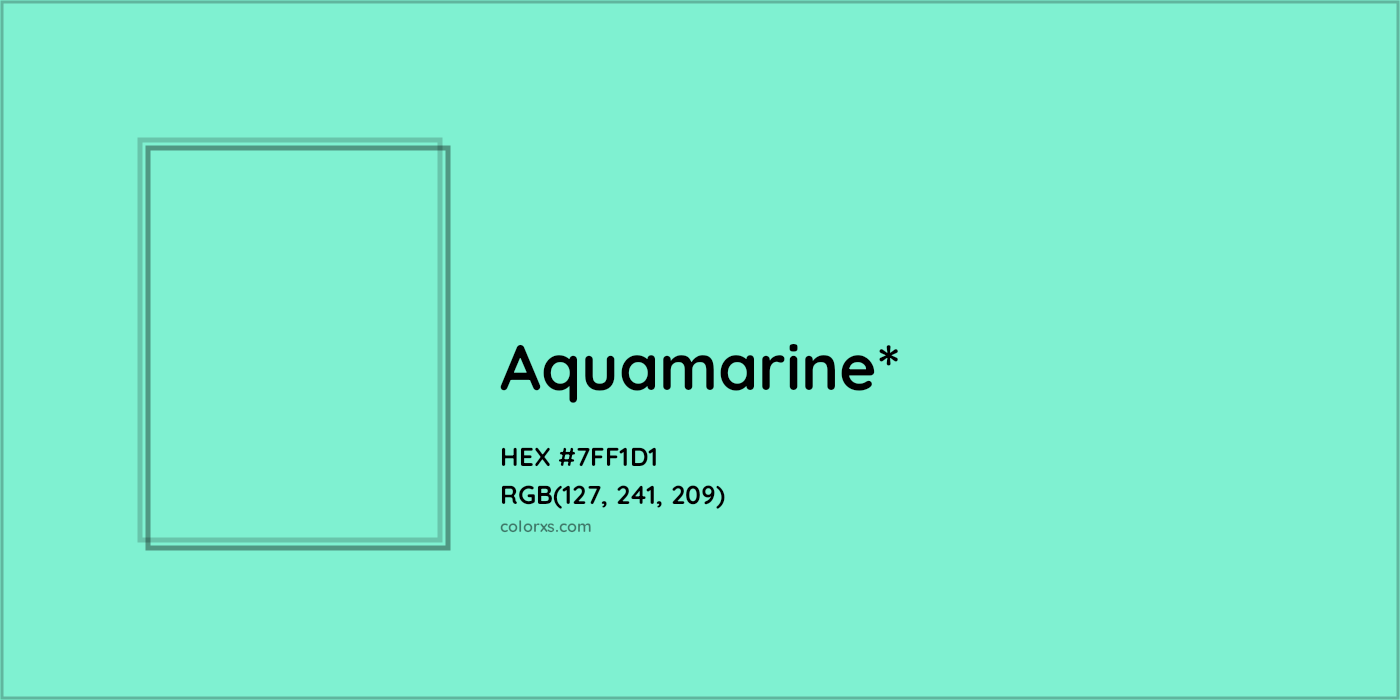 #7FF1D1 hex color. RGB, RYB, CMYK, HSL, HSV codes and color conversions. Matching color names, palettes, paints.