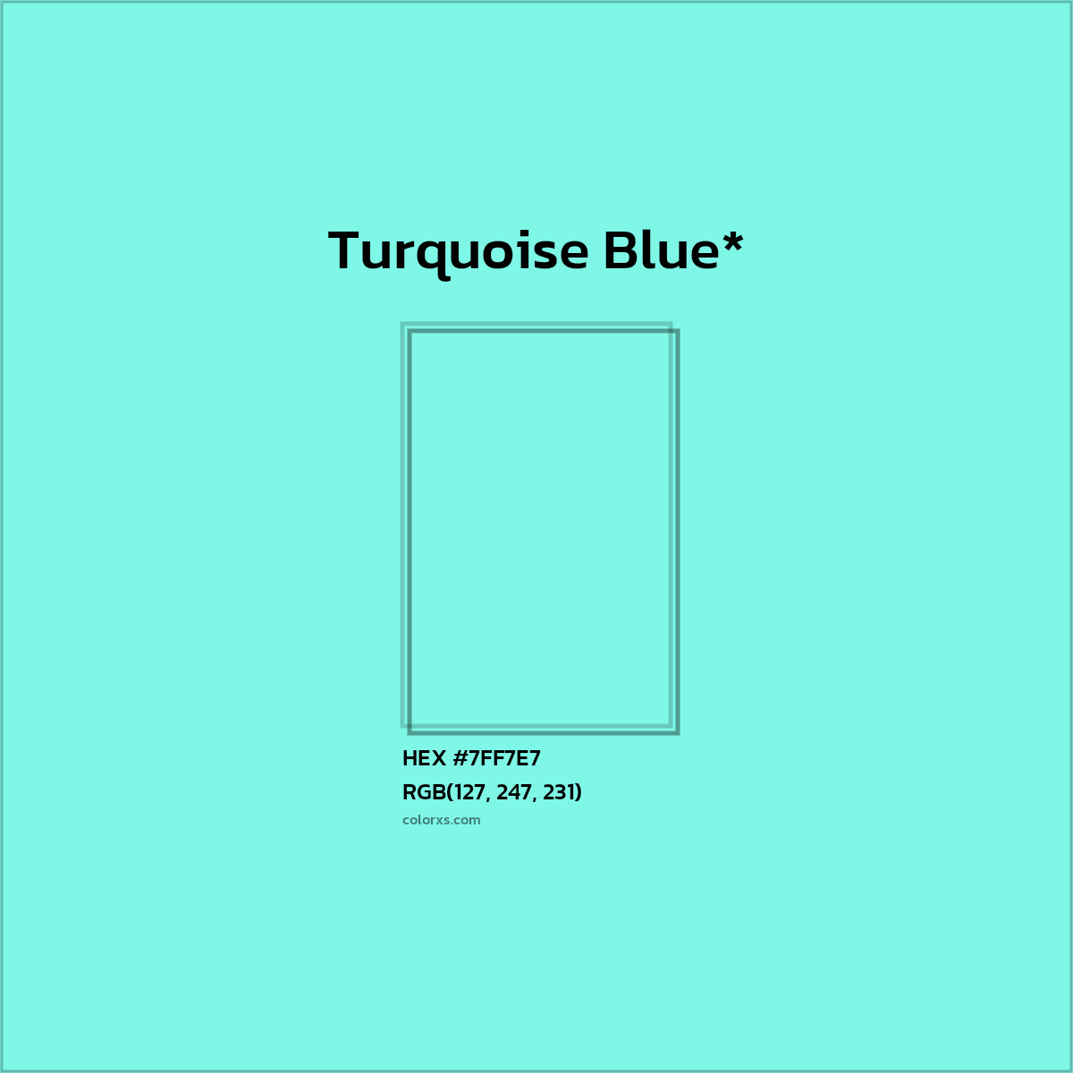 #7FF7E7 hex color. RGB, RYB, CMYK, HSL, HSV codes and color conversions. Matching color names, palettes, paints.