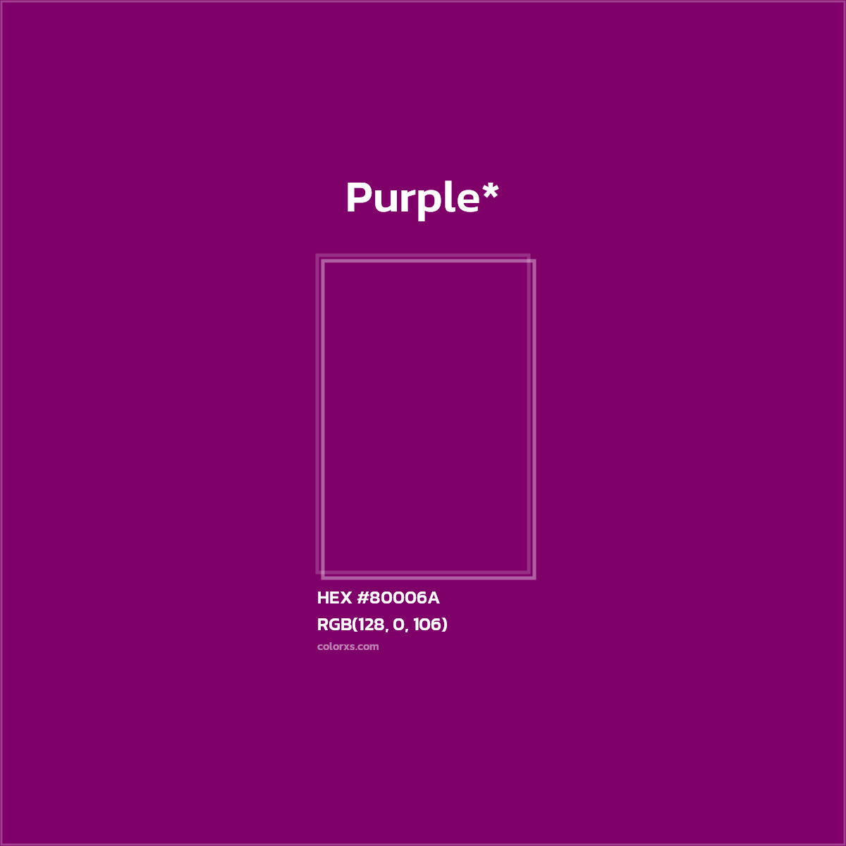 #80006A hex color. RGB, RYB, CMYK, HSL, HSV codes and color conversions. Matching color names, palettes, paints.
