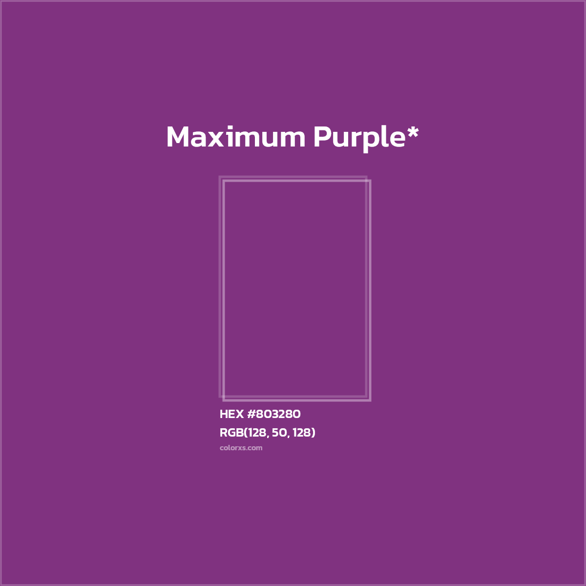 #803280 hex color. RGB, RYB, CMYK, HSL, HSV codes and color conversions. Matching color names, palettes, paints.