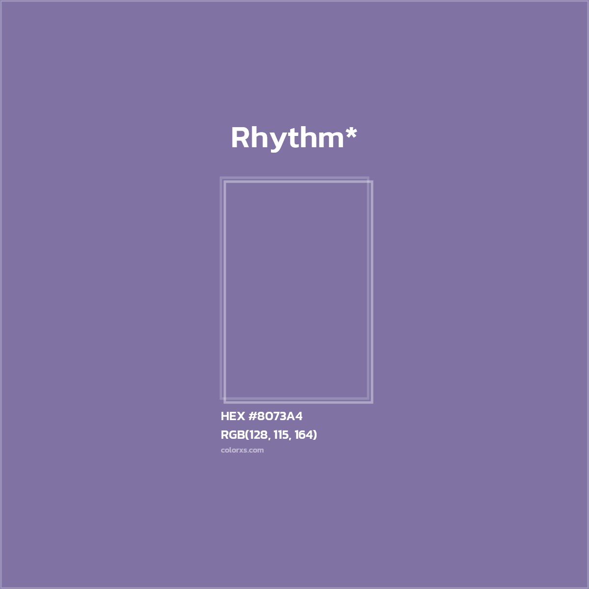 #8073A4 hex color. RGB, RYB, CMYK, HSL, HSV codes and color conversions. Matching color names, palettes, paints.