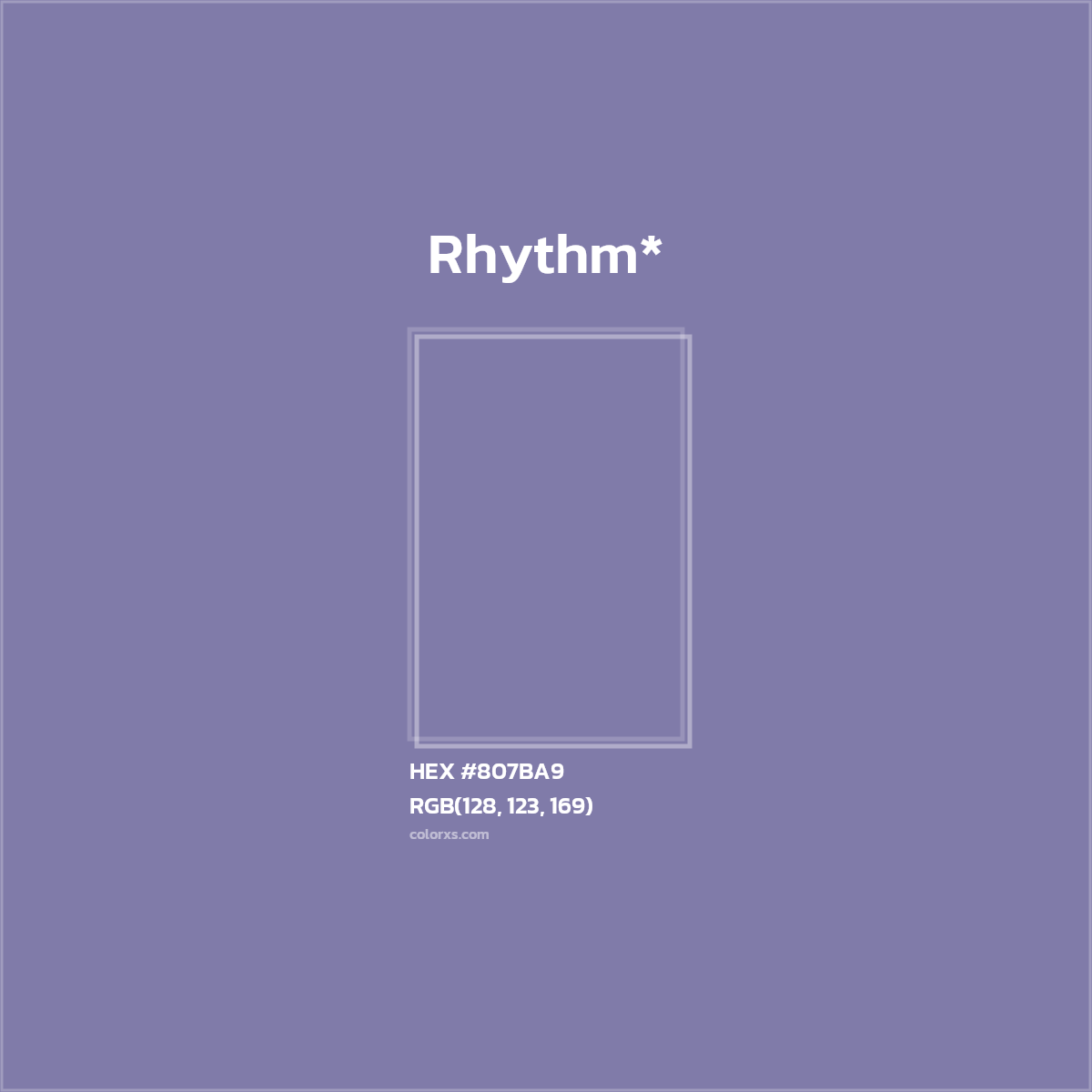 #807BA9 hex color. RGB, RYB, CMYK, HSL, HSV codes and color conversions. Matching color names, palettes, paints.