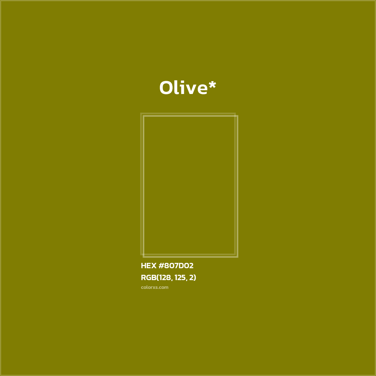 #807D02 hex color. RGB, RYB, CMYK, HSL, HSV codes and color conversions. Matching color names, palettes, paints.