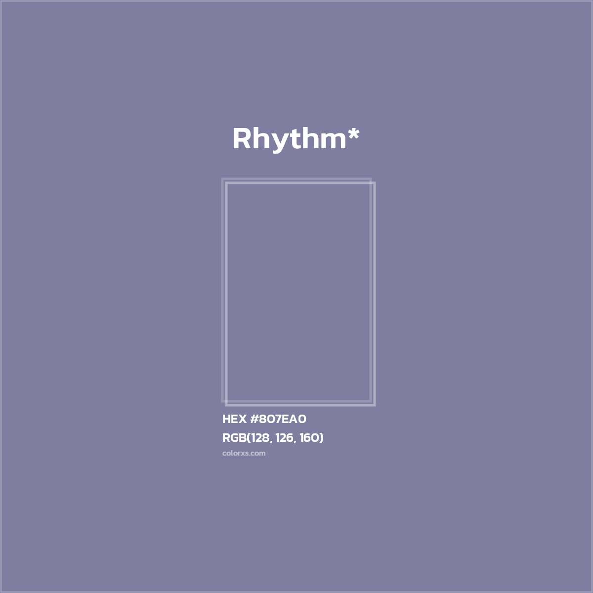 #807EA0 hex color. RGB, RYB, CMYK, HSL, HSV codes and color conversions. Matching color names, palettes, paints.