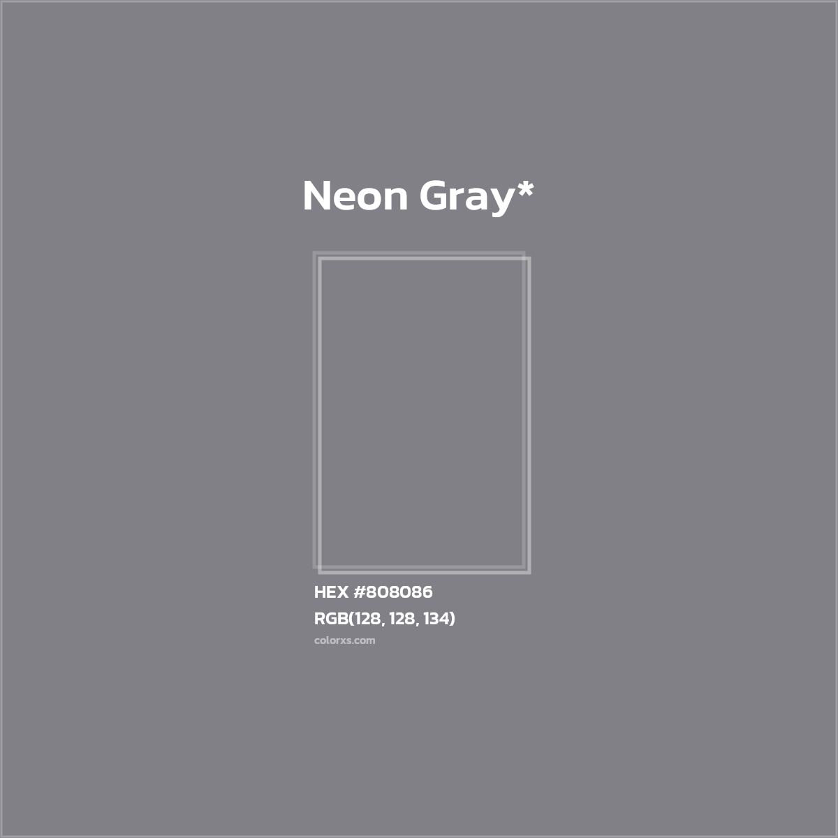 #808086 hex color. RGB, RYB, CMYK, HSL, HSV codes and color conversions. Matching color names, palettes, paints.