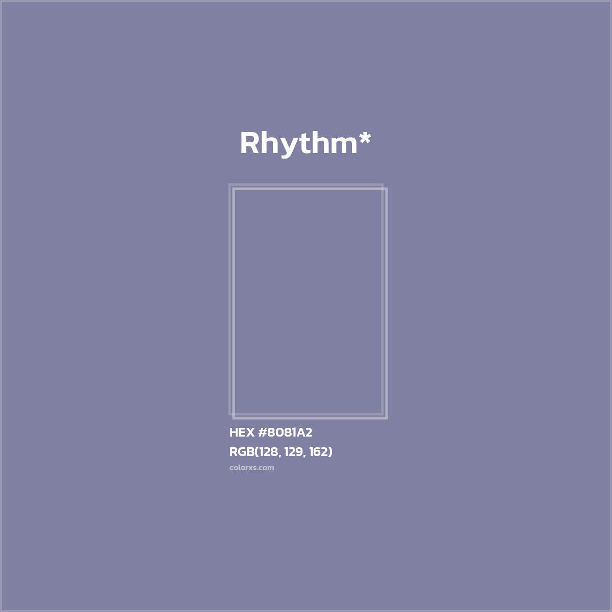 #8081A2 hex color. RGB, RYB, CMYK, HSL, HSV codes and color conversions. Matching color names, palettes, paints.
