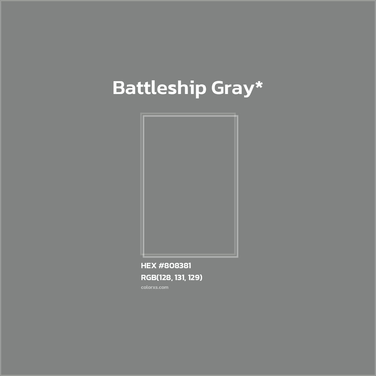 #808381 hex color. RGB, RYB, CMYK, HSL, HSV codes and color conversions. Matching color names, palettes, paints.