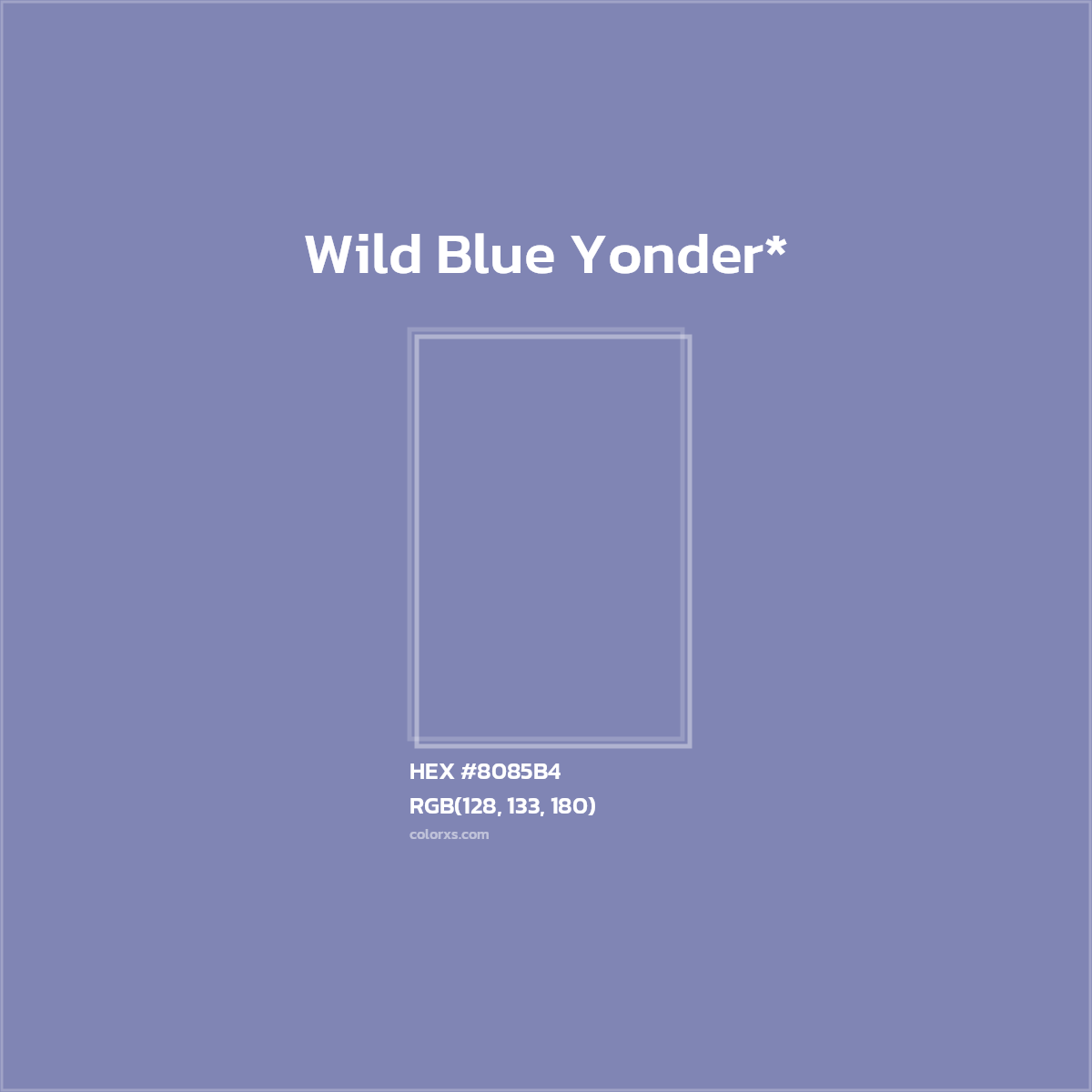 #8085B4 hex color. RGB, RYB, CMYK, HSL, HSV codes and color conversions. Matching color names, palettes, paints.