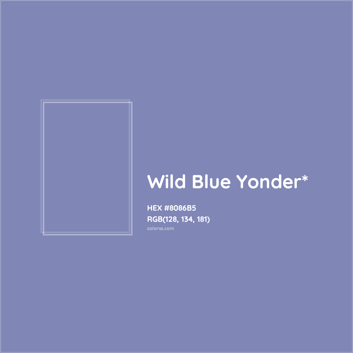 #8086B5 hex color. RGB, RYB, CMYK, HSL, HSV codes and color conversions. Matching color names, palettes, paints.
