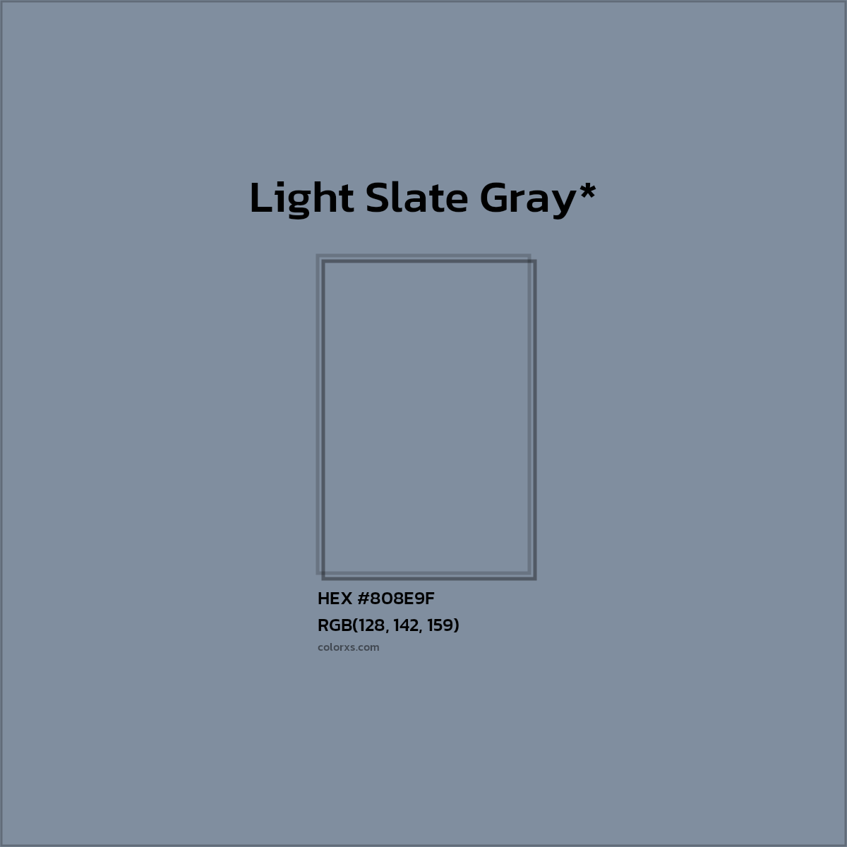 #808E9F hex color. RGB, RYB, CMYK, HSL, HSV codes and color conversions. Matching color names, palettes, paints.