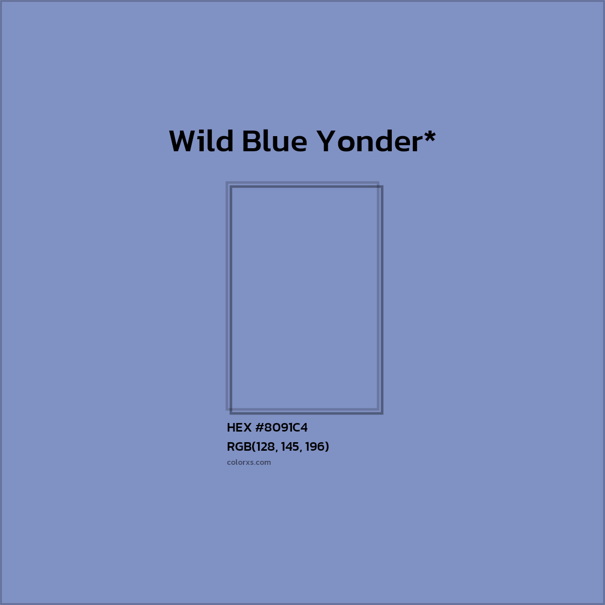 #8091C4 hex color. RGB, RYB, CMYK, HSL, HSV codes and color conversions. Matching color names, palettes, paints.