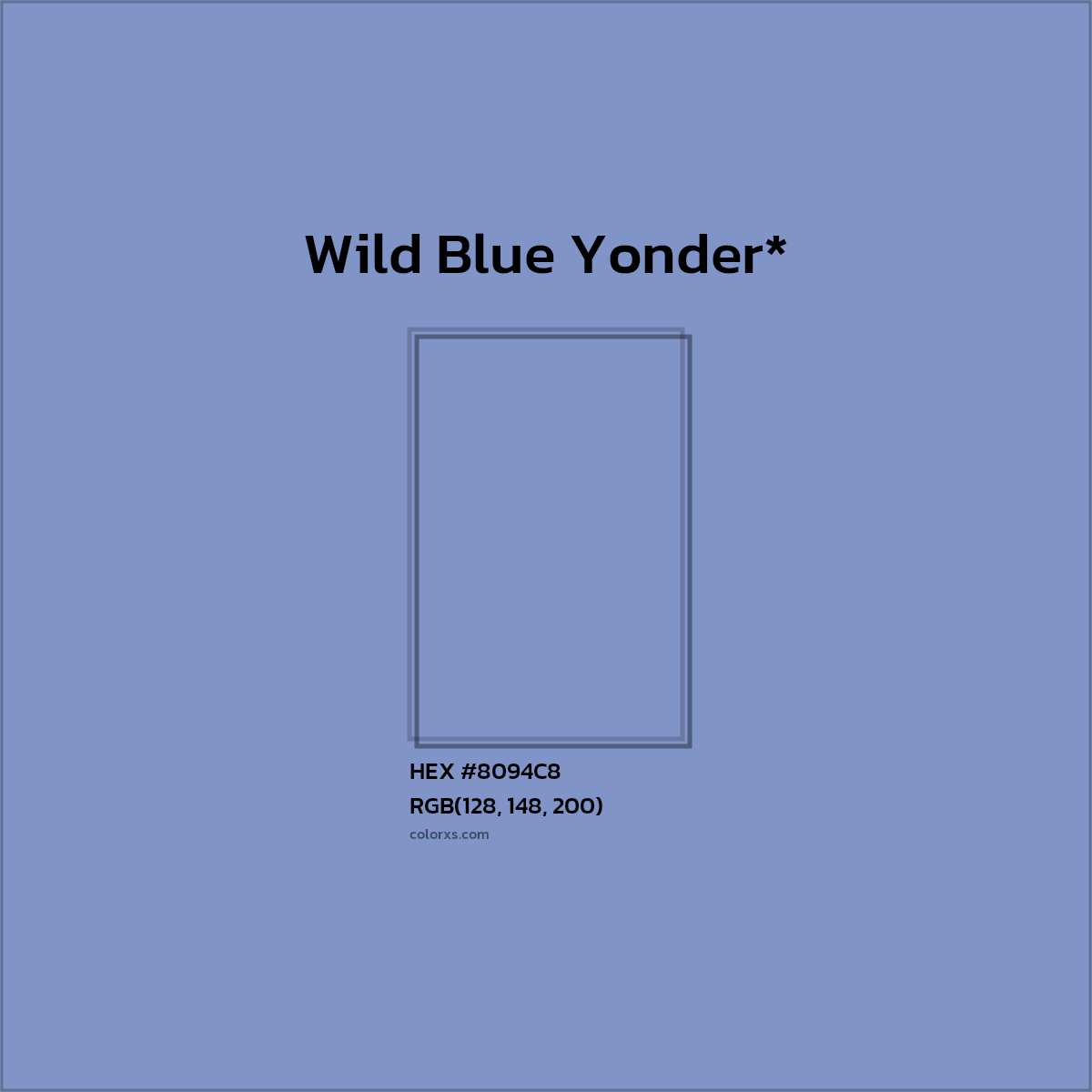#8094C8 hex color. RGB, RYB, CMYK, HSL, HSV codes and color conversions. Matching color names, palettes, paints.