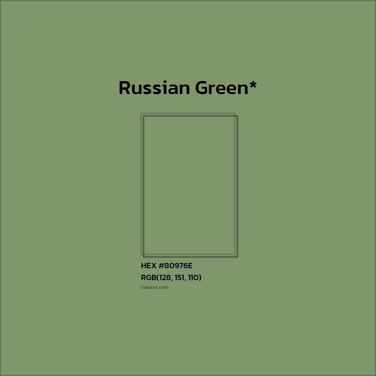 #80976E hex color. RGB, RYB, CMYK, HSL, HSV codes and color conversions. Matching color names, palettes, paints.