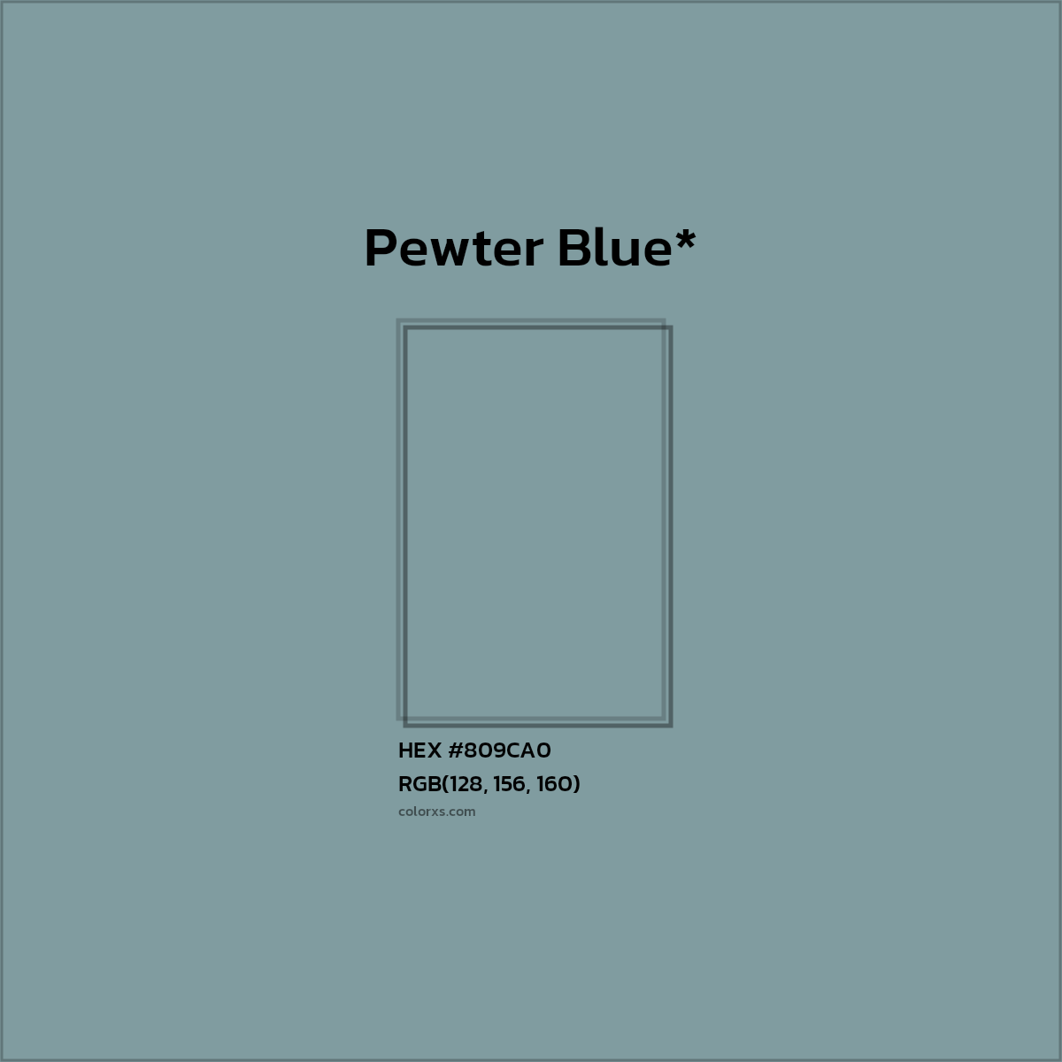 #809CA0 hex color. RGB, RYB, CMYK, HSL, HSV codes and color conversions. Matching color names, palettes, paints.