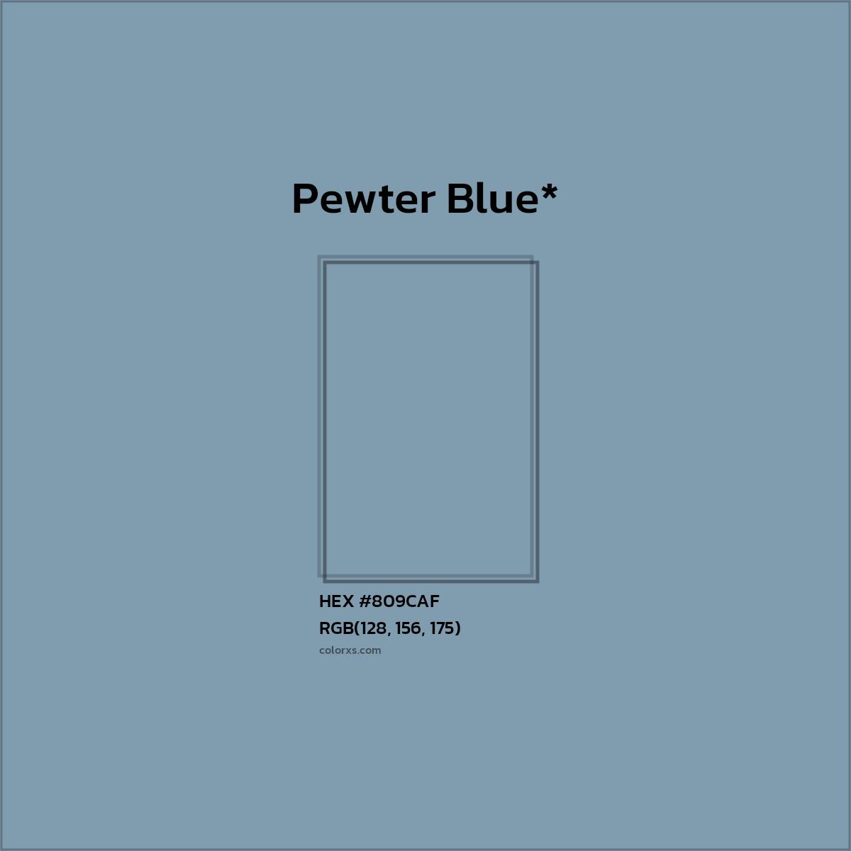 #809CAF hex color. RGB, RYB, CMYK, HSL, HSV codes and color conversions. Matching color names, palettes, paints.