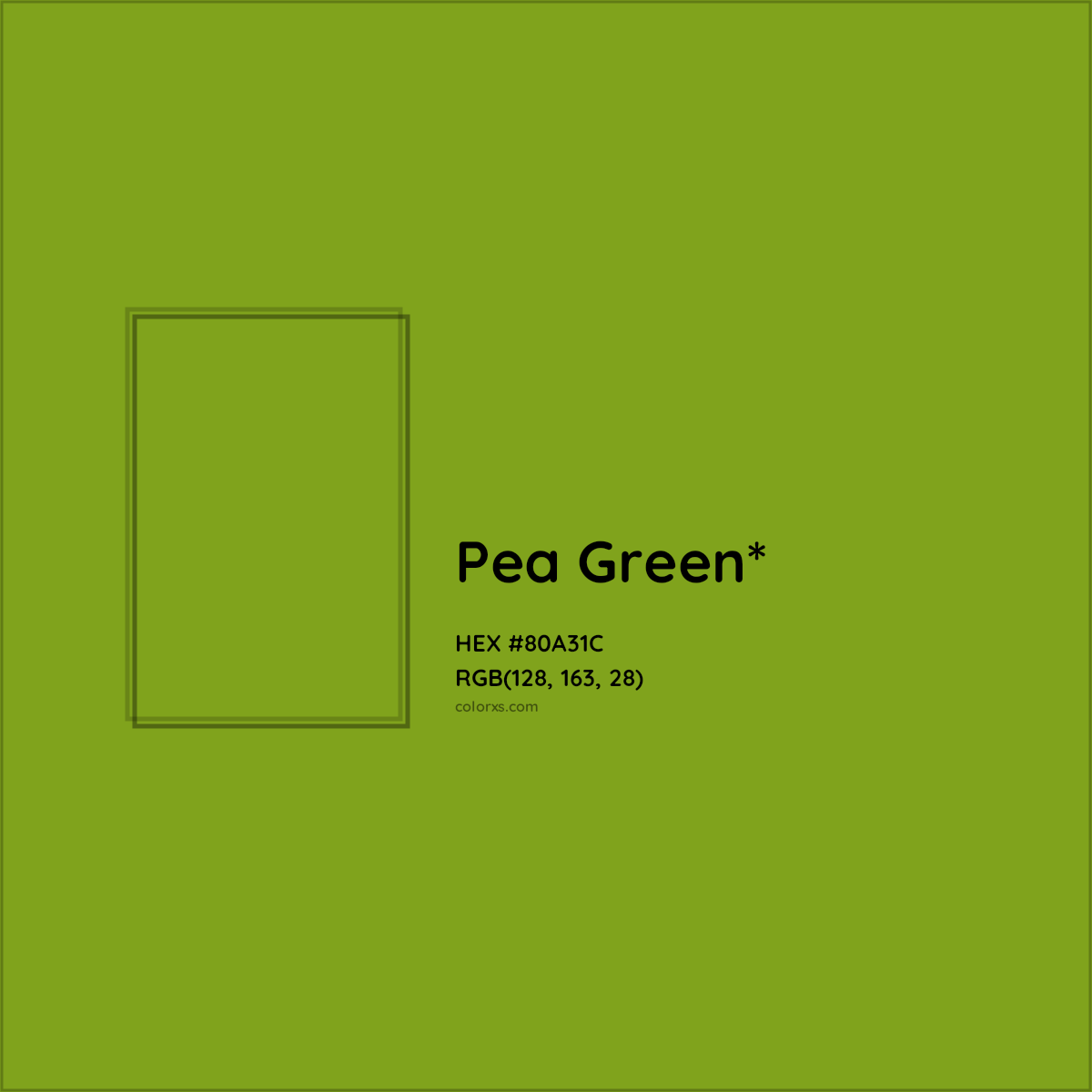 #80A31C hex color. RGB, RYB, CMYK, HSL, HSV codes and color conversions. Matching color names, palettes, paints.