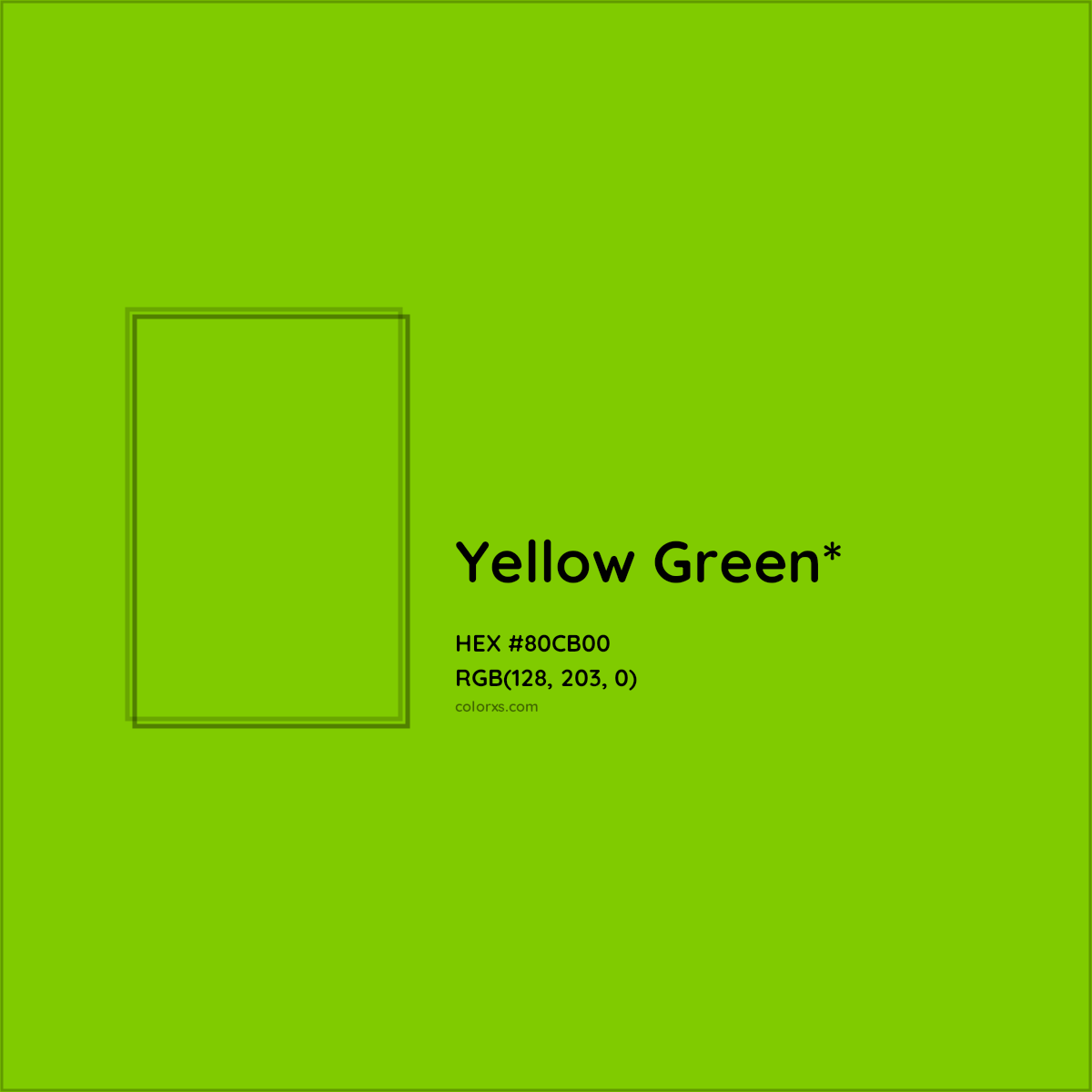 #80CB00 hex color. RGB, RYB, CMYK, HSL, HSV codes and color conversions. Matching color names, palettes, paints.