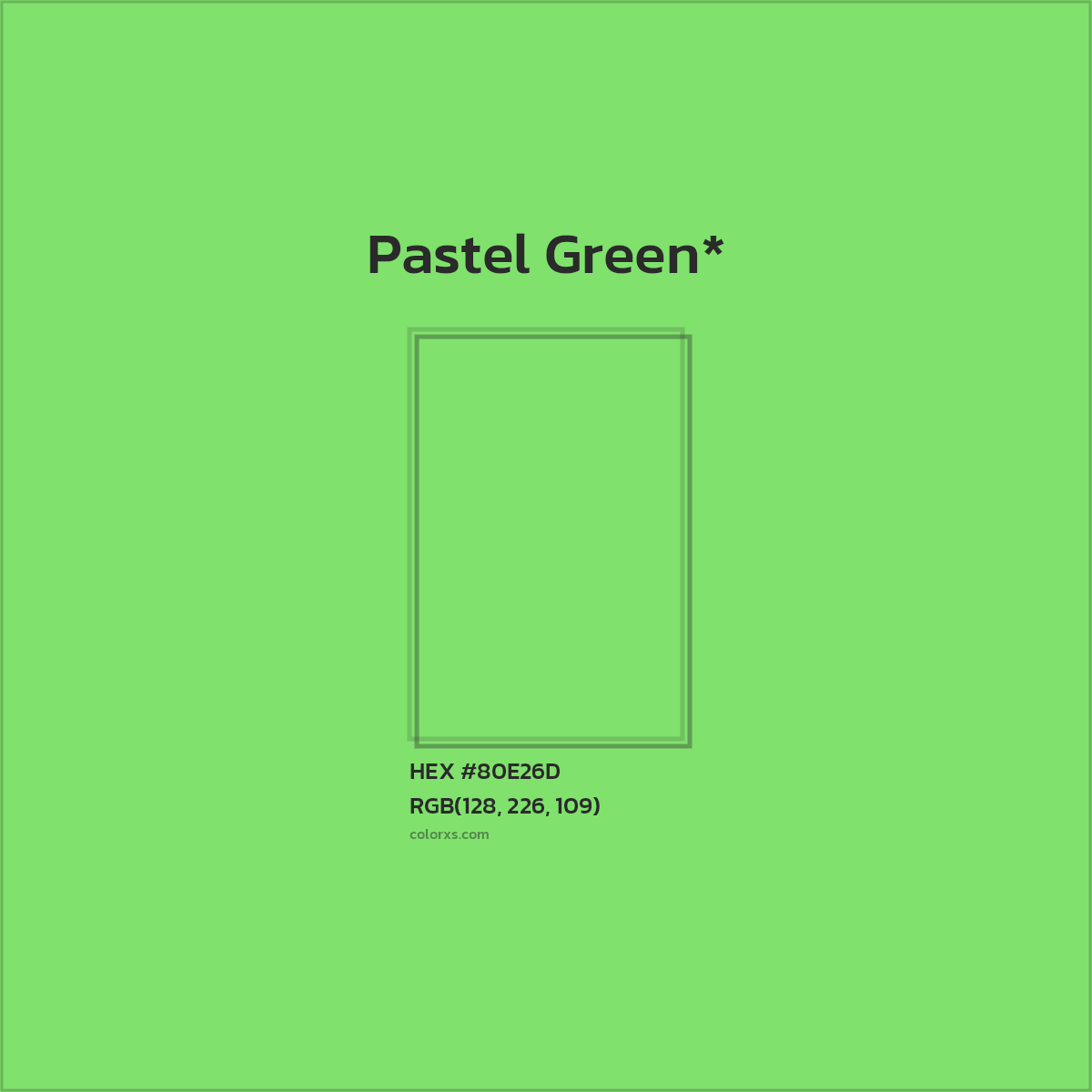 #80E26D hex color. RGB, RYB, CMYK, HSL, HSV codes and color conversions. Matching color names, palettes, paints.