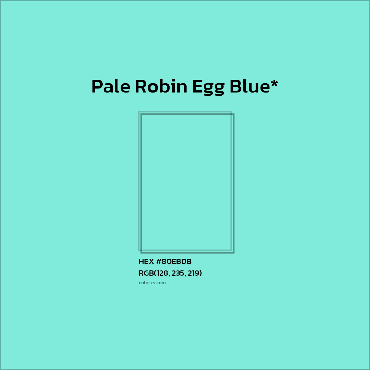 #80EBDB hex color. RGB, RYB, CMYK, HSL, HSV codes and color conversions. Matching color names, palettes, paints.