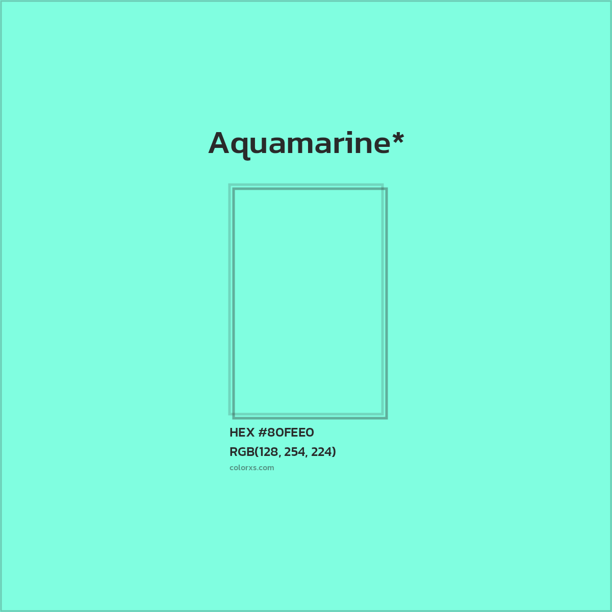 #80FEE0 hex color. RGB, RYB, CMYK, HSL, HSV codes and color conversions. Matching color names, palettes, paints.