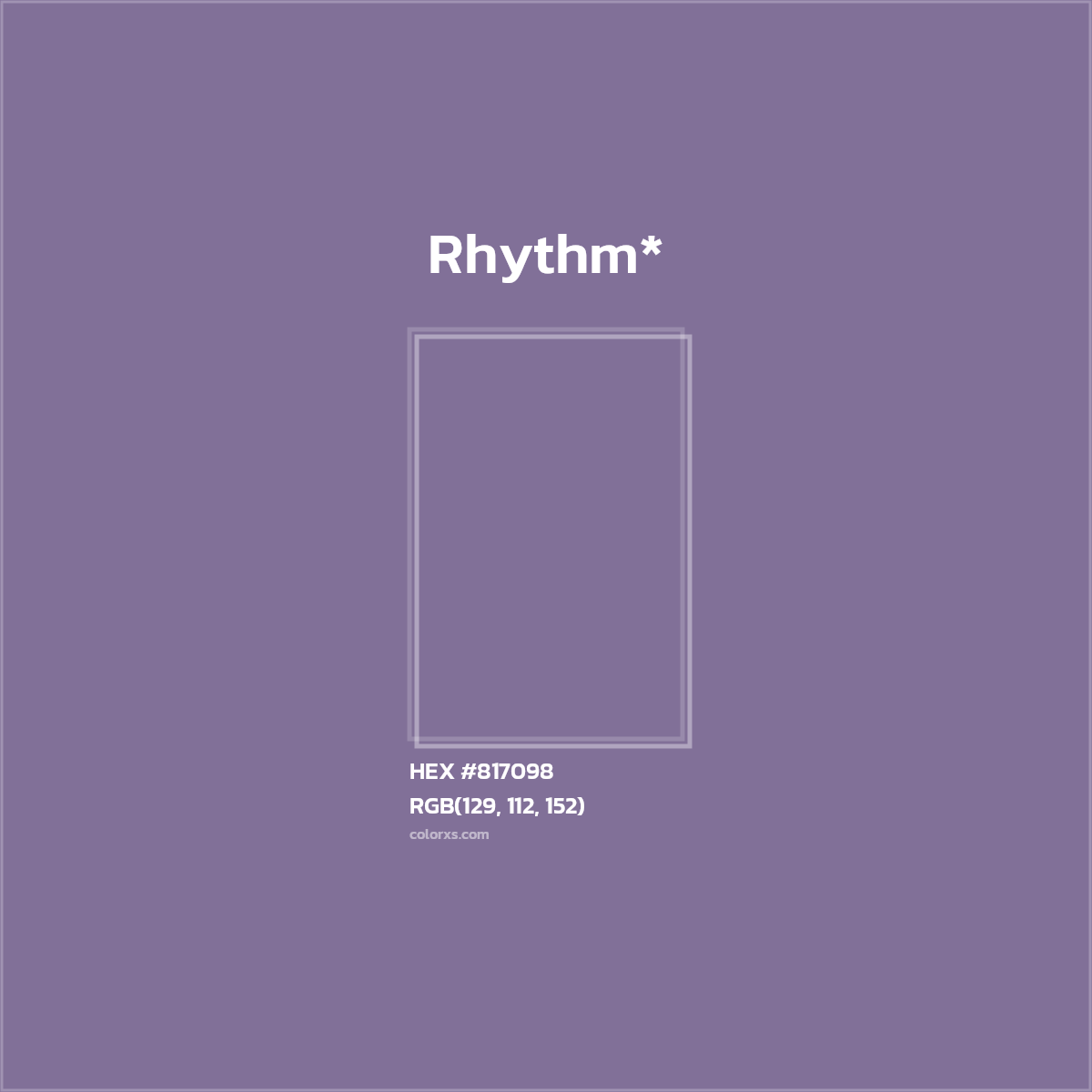 #817098 hex color. RGB, RYB, CMYK, HSL, HSV codes and color conversions. Matching color names, palettes, paints.