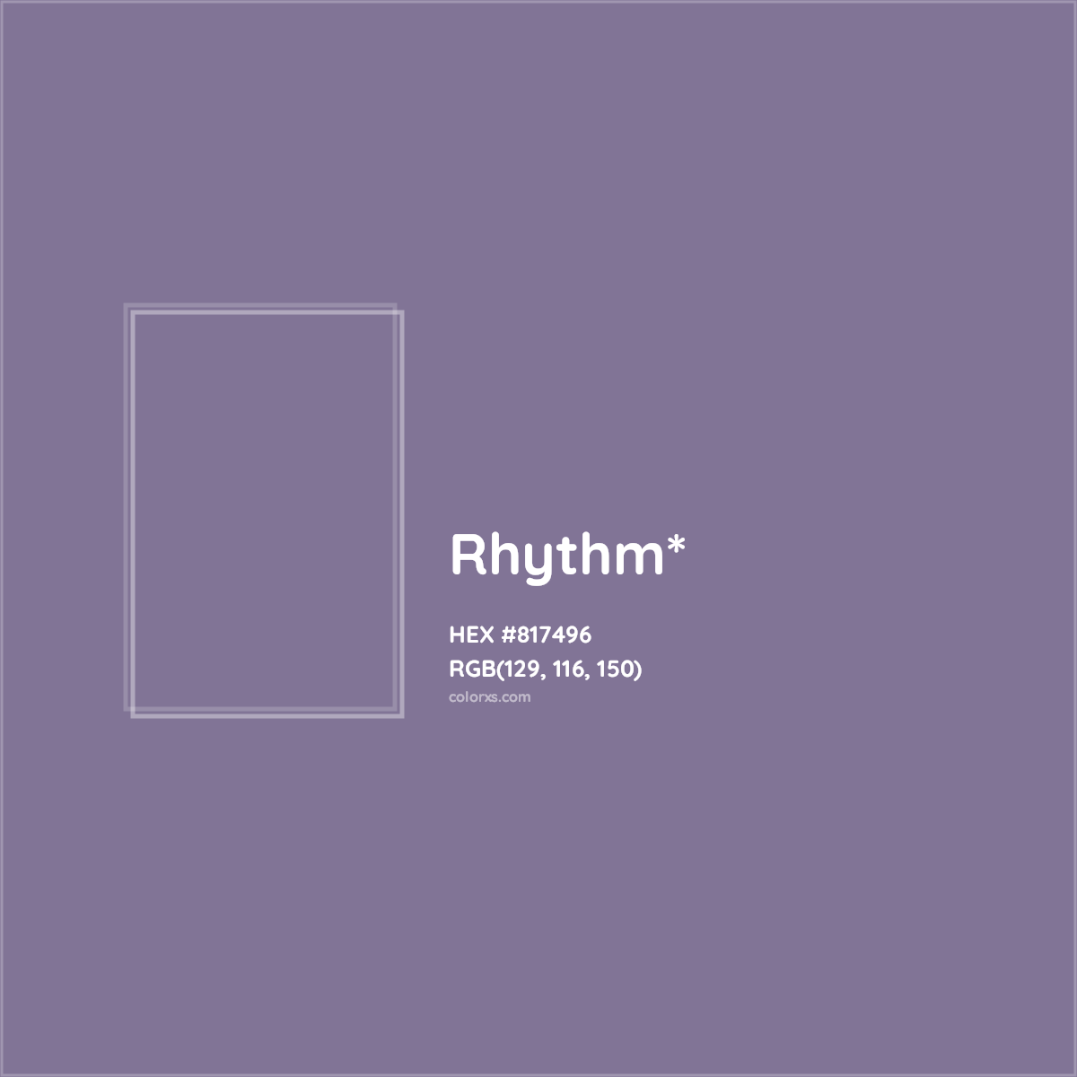 #817496 hex color. RGB, RYB, CMYK, HSL, HSV codes and color conversions. Matching color names, palettes, paints.