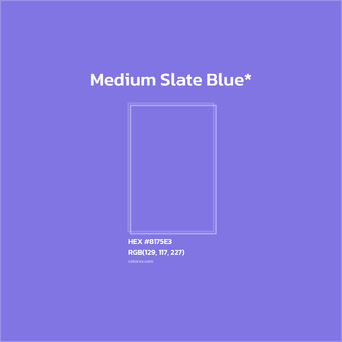 #8175E3 hex color. RGB, RYB, CMYK, HSL, HSV codes and color conversions. Matching color names, palettes, paints.