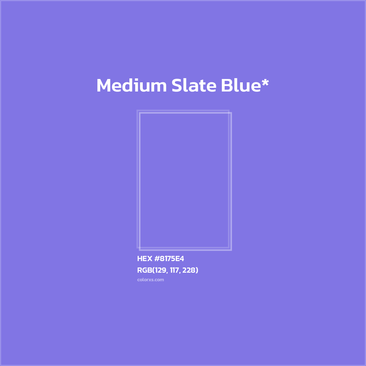 #8175E4 hex color. RGB, RYB, CMYK, HSL, HSV codes and color conversions. Matching color names, palettes, paints.