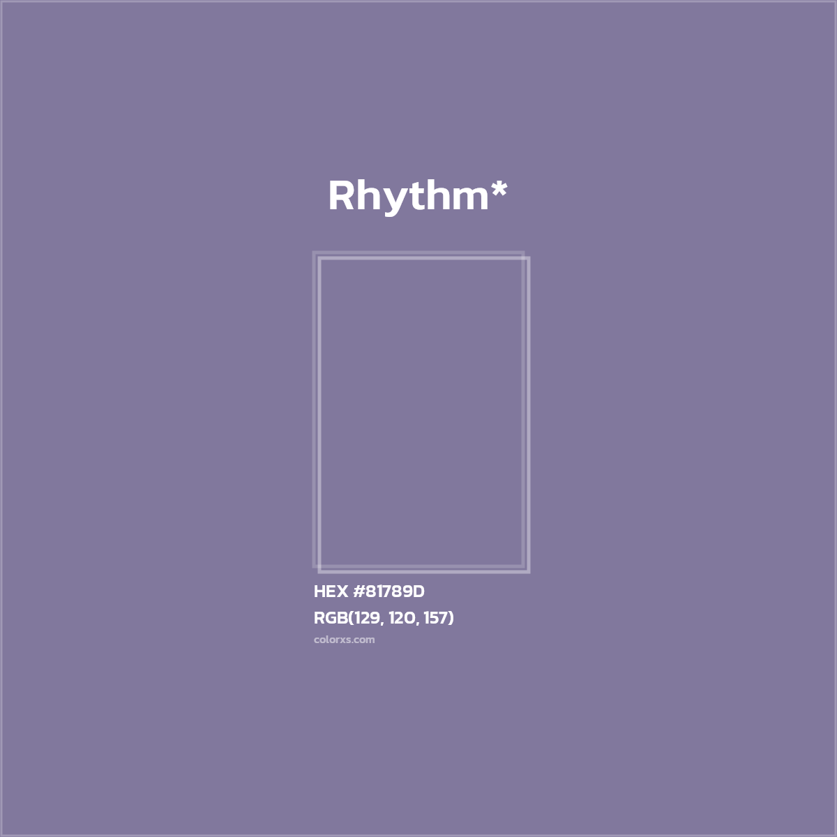 #81789D hex color. RGB, RYB, CMYK, HSL, HSV codes and color conversions. Matching color names, palettes, paints.