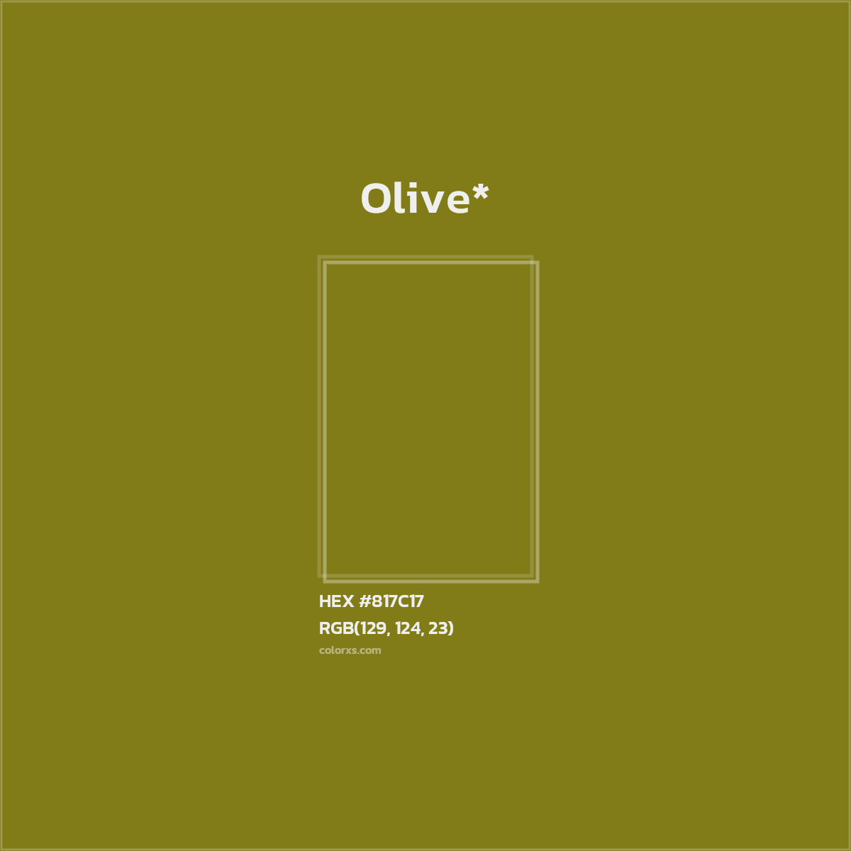 #817C17 hex color. RGB, RYB, CMYK, HSL, HSV codes and color conversions. Matching color names, palettes, paints.