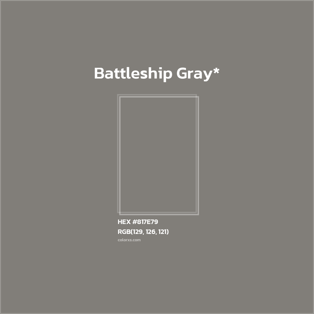 #817E79 hex color. RGB, RYB, CMYK, HSL, HSV codes and color conversions. Matching color names, palettes, paints.