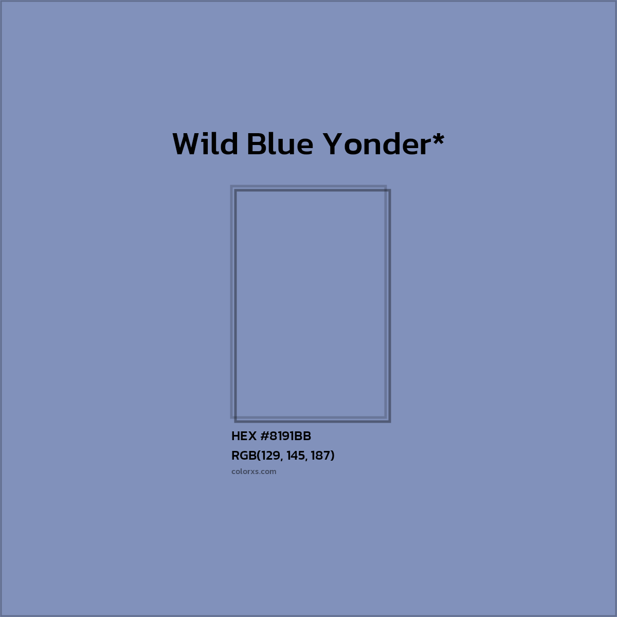 #8191BB hex color. RGB, RYB, CMYK, HSL, HSV codes and color conversions. Matching color names, palettes, paints.