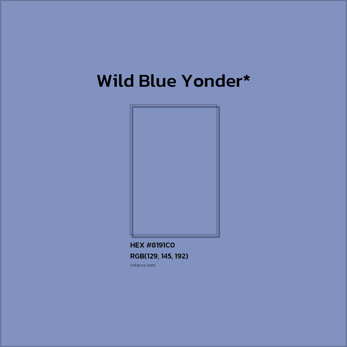 #8191C0 hex color. RGB, RYB, CMYK, HSL, HSV codes and color conversions. Matching color names, palettes, paints.