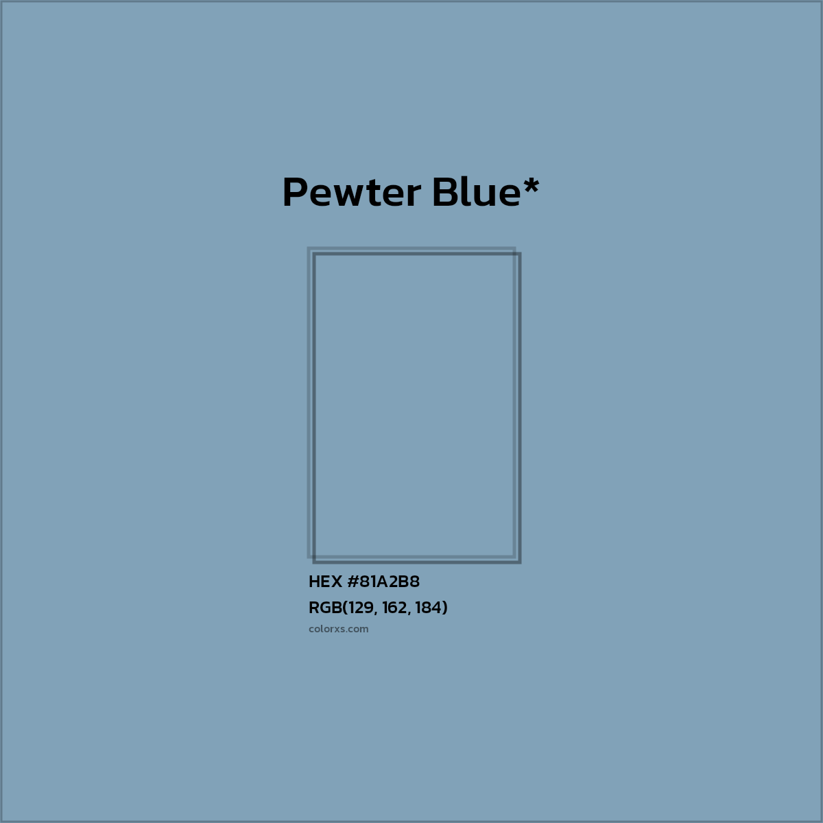 #81A2B8 hex color. RGB, RYB, CMYK, HSL, HSV codes and color conversions. Matching color names, palettes, paints.