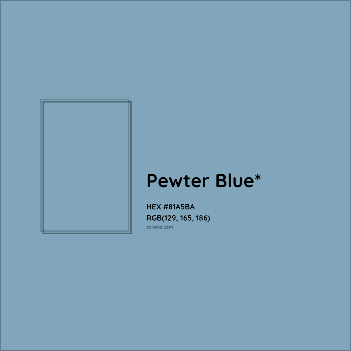 #81A5BA hex color. RGB, RYB, CMYK, HSL, HSV codes and color conversions. Matching color names, palettes, paints.