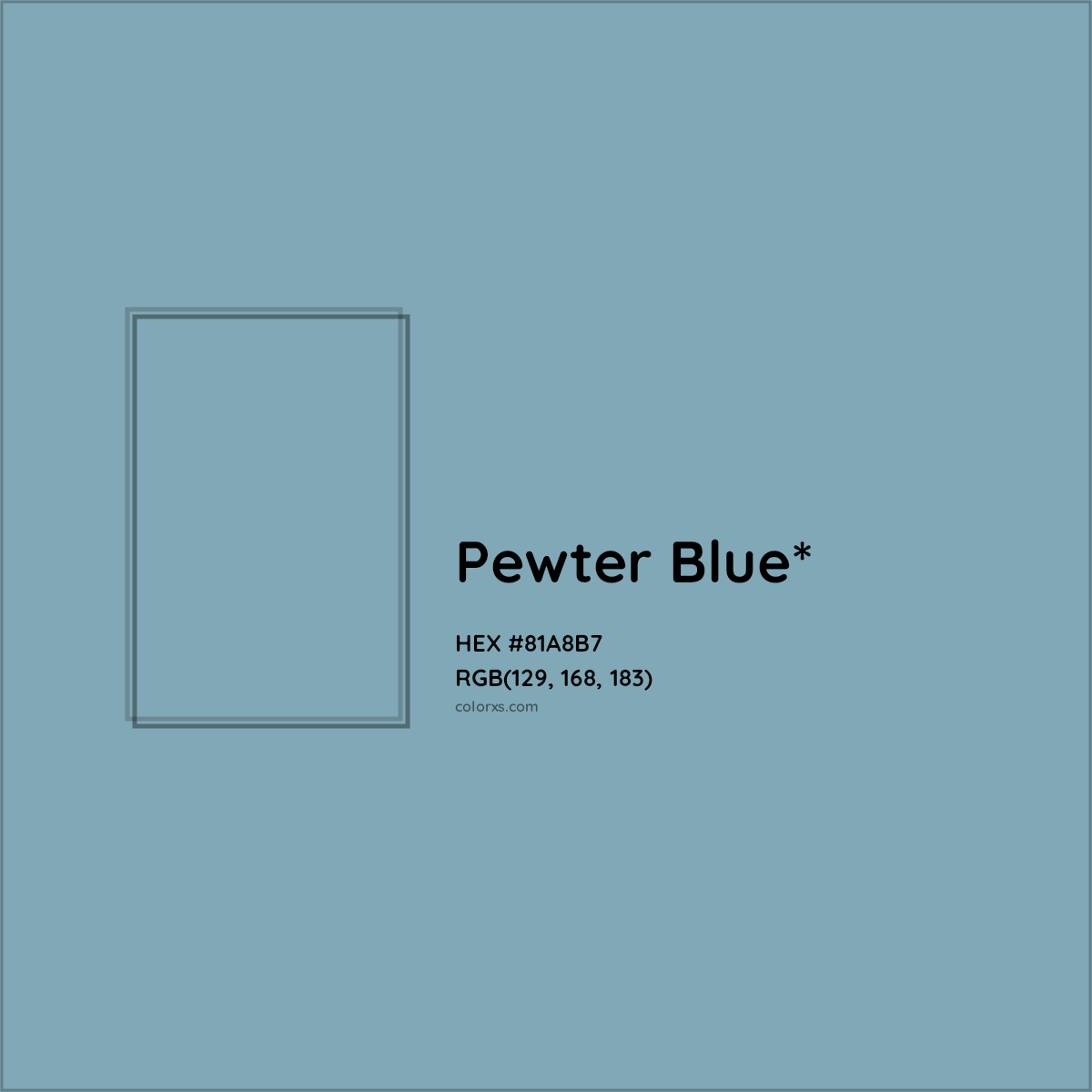 #81A8B7 hex color. RGB, RYB, CMYK, HSL, HSV codes and color conversions. Matching color names, palettes, paints.