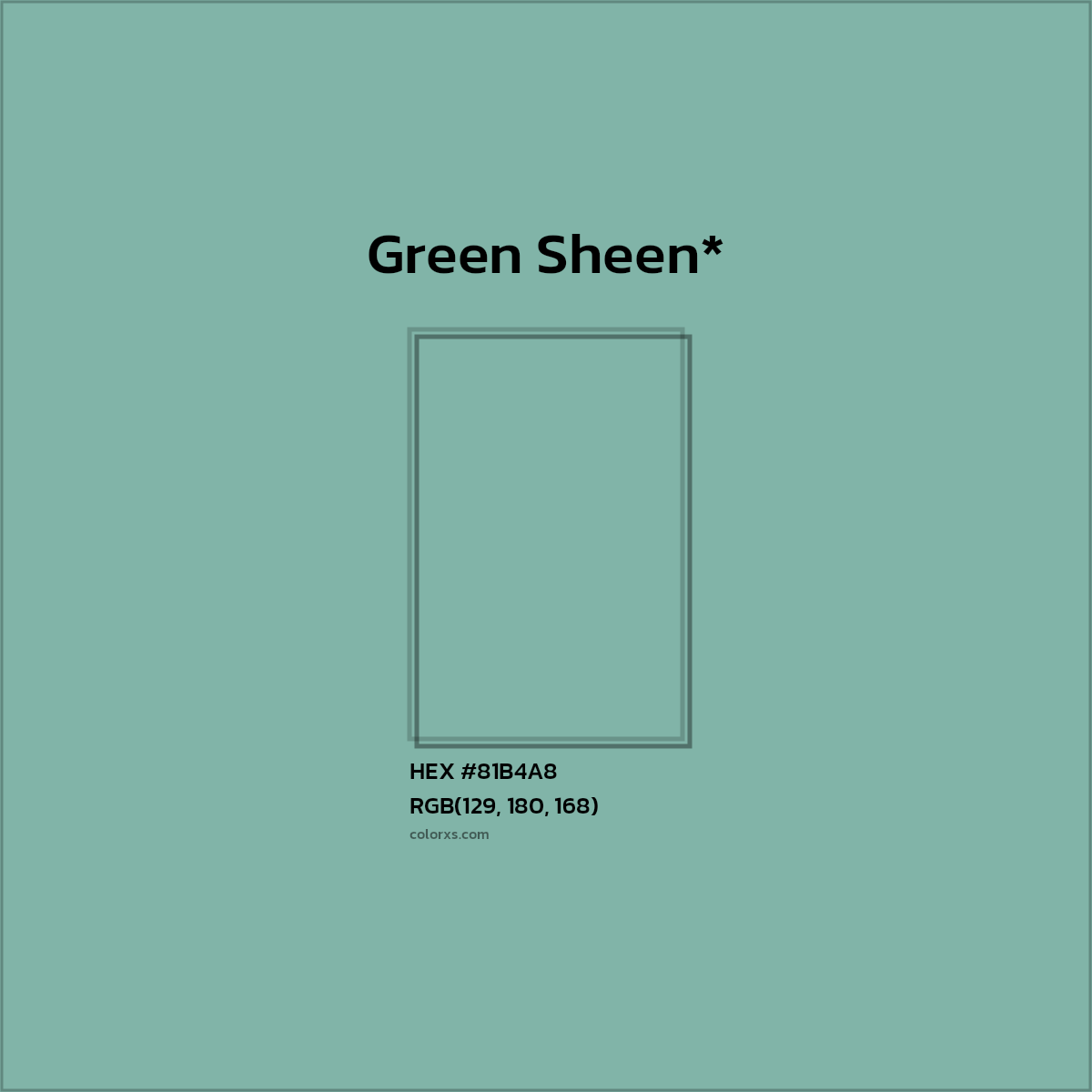 #81B4A8 hex color. RGB, RYB, CMYK, HSL, HSV codes and color conversions. Matching color names, palettes, paints.