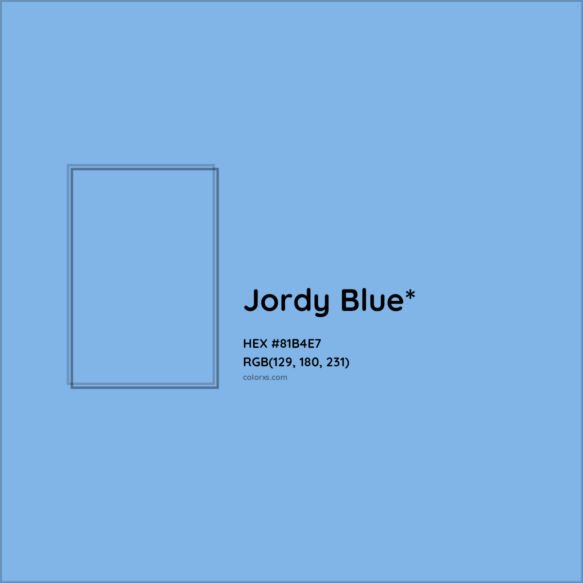 #81B4E7 hex color. RGB, RYB, CMYK, HSL, HSV codes and color conversions. Matching color names, palettes, paints.