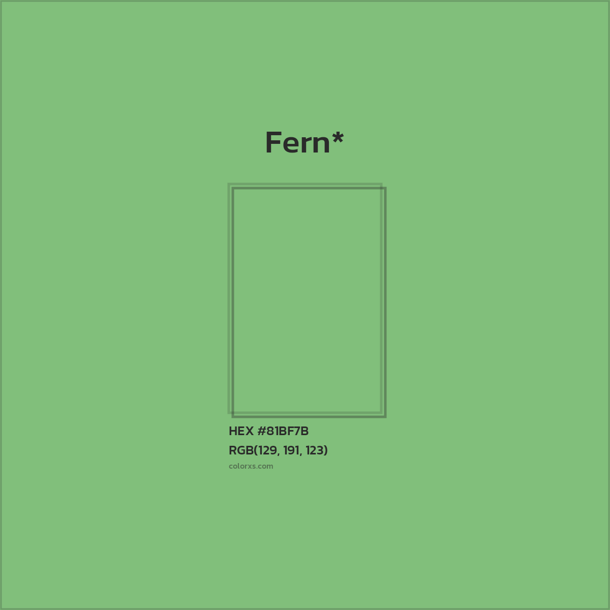 #81BF7B hex color. RGB, RYB, CMYK, HSL, HSV codes and color conversions. Matching color names, palettes, paints.
