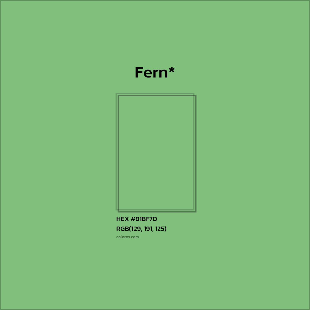 #81BF7D hex color. RGB, RYB, CMYK, HSL, HSV codes and color conversions. Matching color names, palettes, paints.