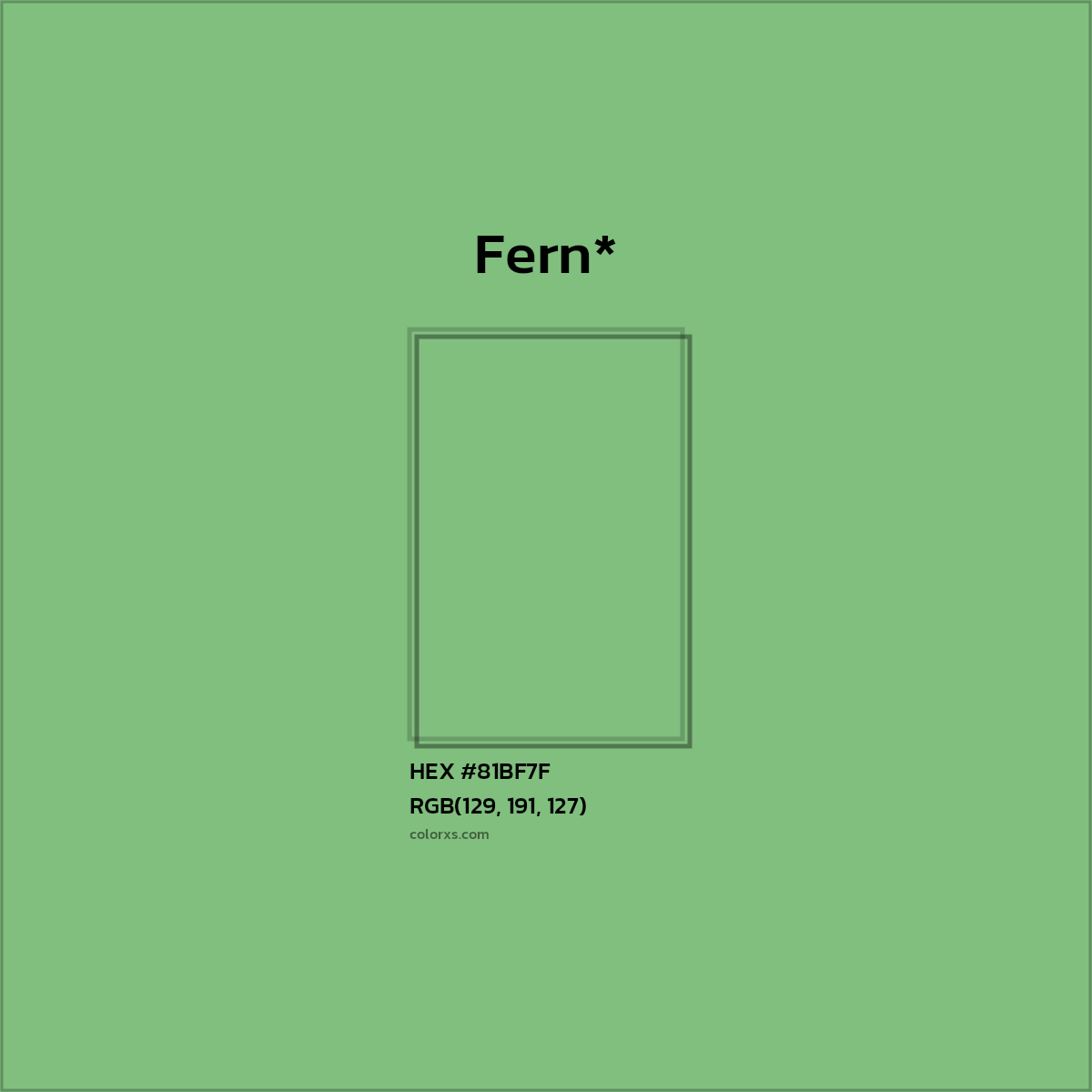 #81BF7F hex color. RGB, RYB, CMYK, HSL, HSV codes and color conversions. Matching color names, palettes, paints.